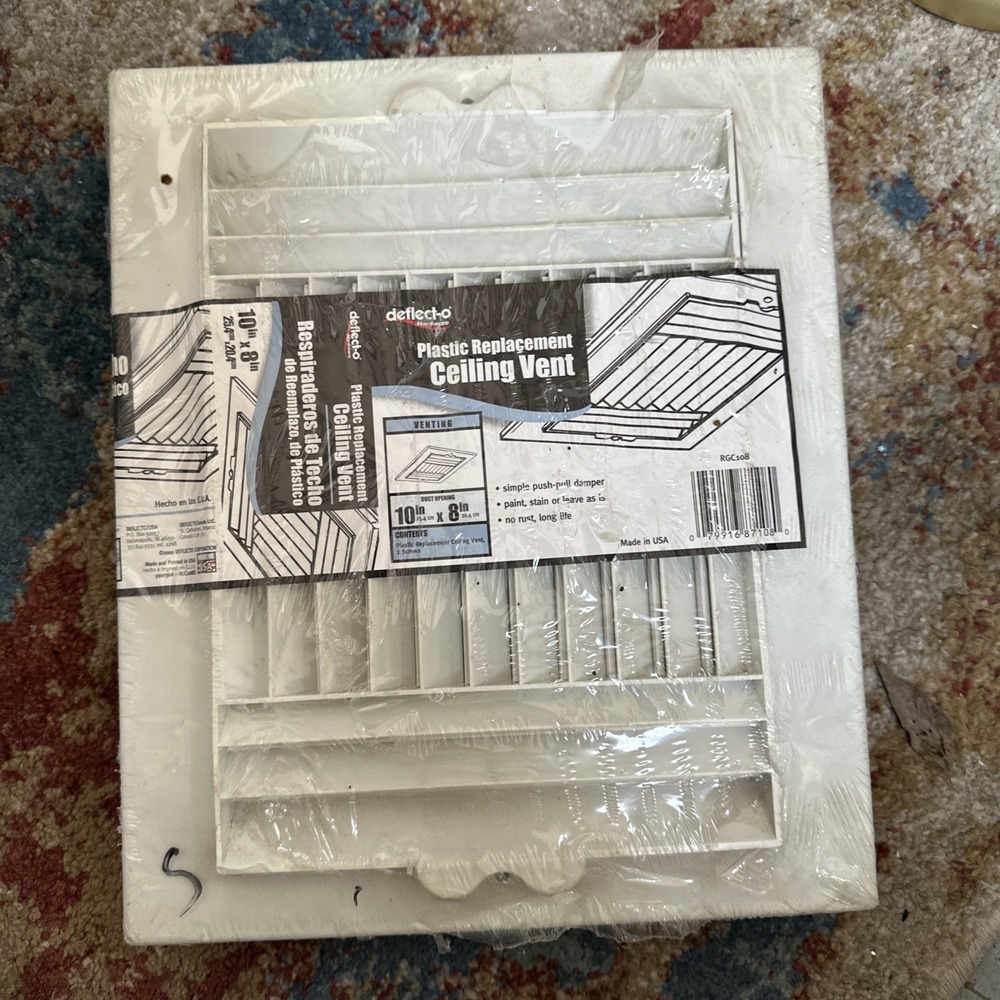 10 in. x 8 in. deflect-o  Plastic Ceiling Register in White‎ RGC108 Paintable